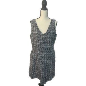 Women's Gap Black And Grey Sleeveless Linen Flower Pattern Tank Top Dress SZ 16